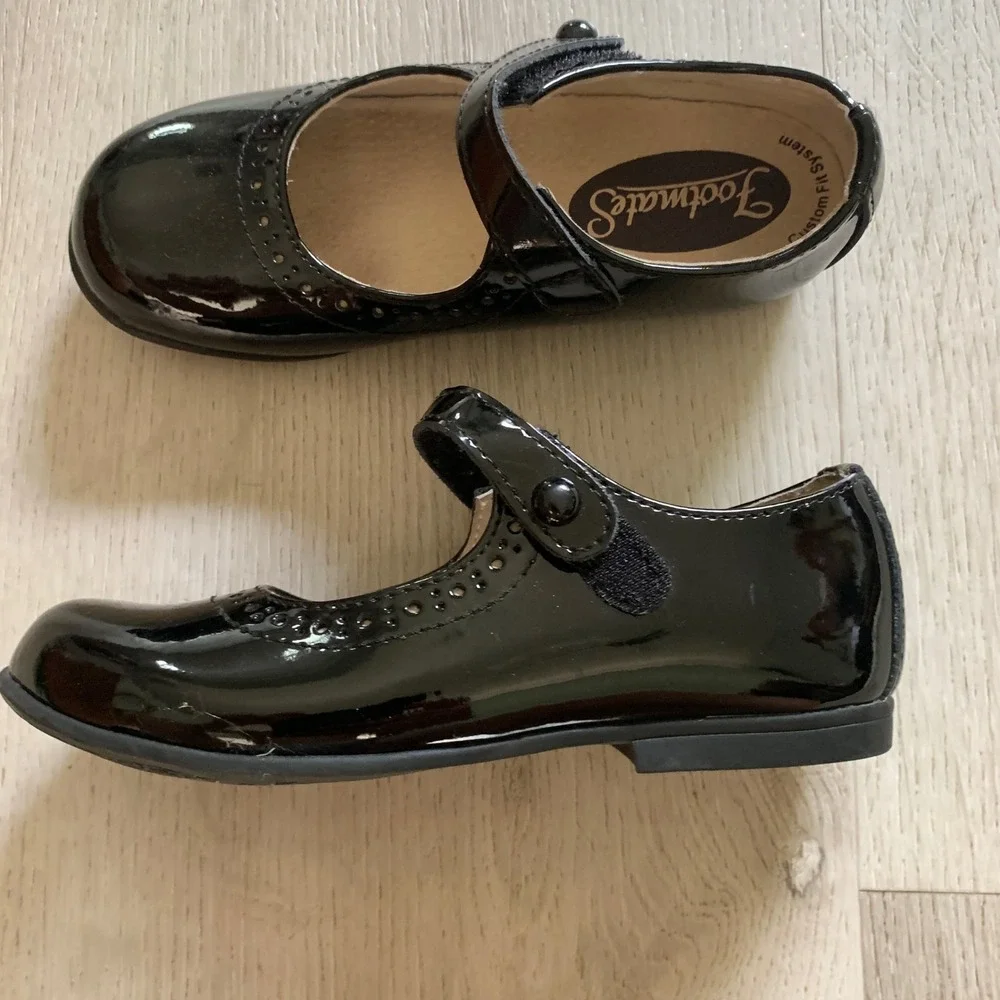 Footmates Emma Black Patent Leather Mary Jane Dress Shoes Kids Size 12 Medium